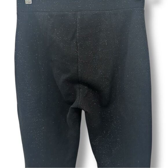 Sandro Black Glitter Straight Leg Pants Size 1 – Wool Blend, Zip Back Hem - Picture 3 of 8